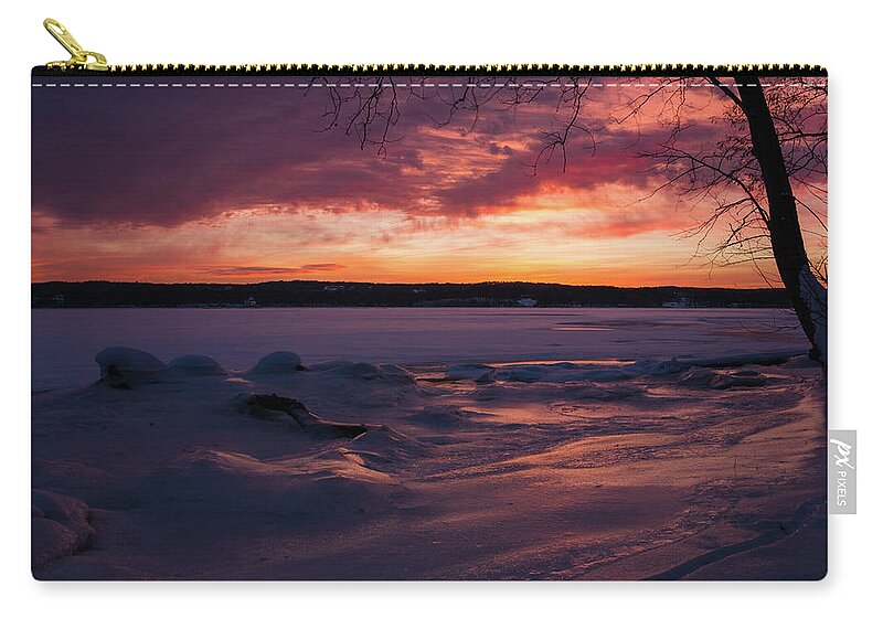 Dawn Zip Pouch featuring the photograph January Dawn at Lighthouse Park by Jeff Severson