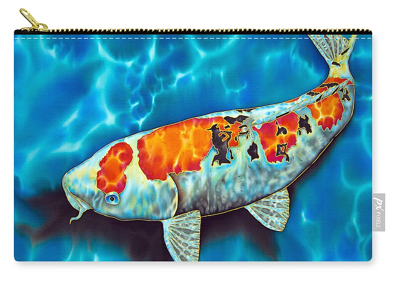 Fish Pond Zip Pouch featuring the painting Japanese Koi by Daniel Jean-Baptiste