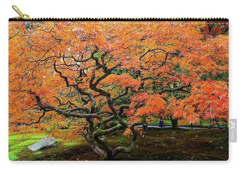 Landscape Zip Pouch featuring the photograph Japanese maple - Japanese garden by Hisao Mogi