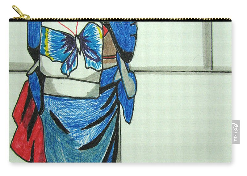 Japonese Culture Carry-all Pouch featuring the drawing Japonese Girl by Patricia Arroyo
