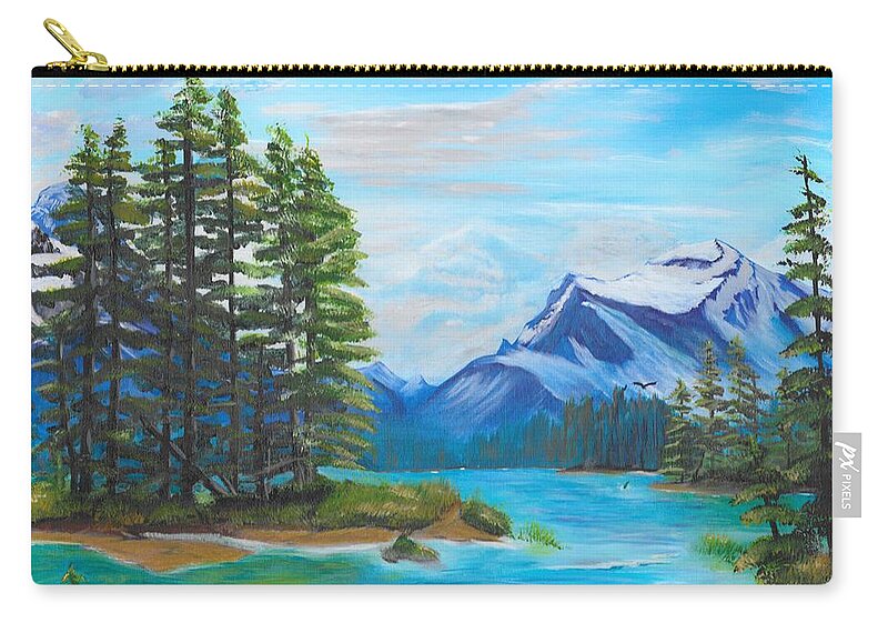 Mountains Carry-all Pouch featuring the painting Jasper Moutains by David Bigelow