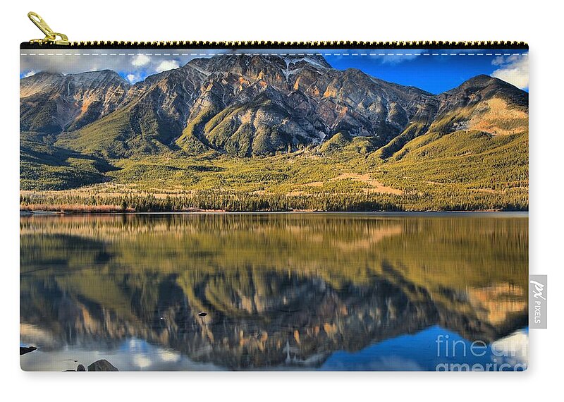 Pyramid Lake Zip Pouch featuring the photograph Jasper Pyramid Lake Reflections by Adam Jewell