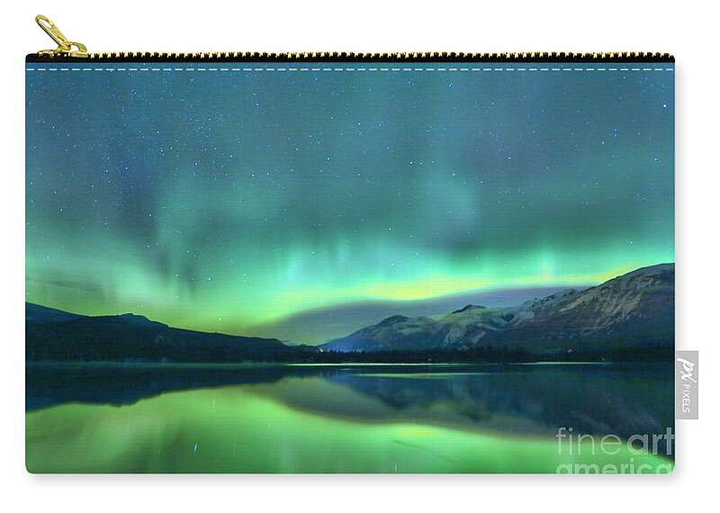 Northern Lights Zip Pouch featuring the photograph Jasper Shades Of Green by Adam Jewell