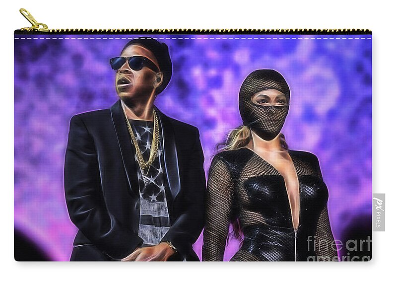 Jay Z Art Zip Pouch featuring the mixed media Jay Z and Beyonce Collection by Marvin Blaine
