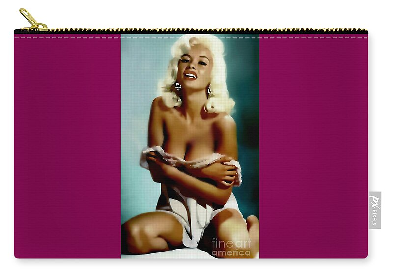Jayne Mansfield Zip Pouch featuring the painting Jayne Mansfield - Watercolor Painting by Ian Gledhill
