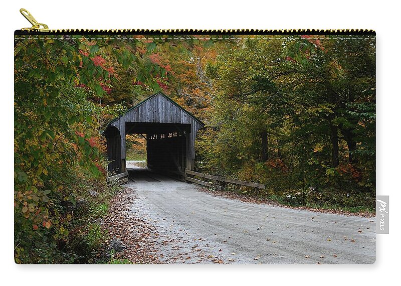 Jaynes Covered Bridge Carry-all Pouch featuring the photograph Jaynes Covered Bridge by Carolyn Mickulas