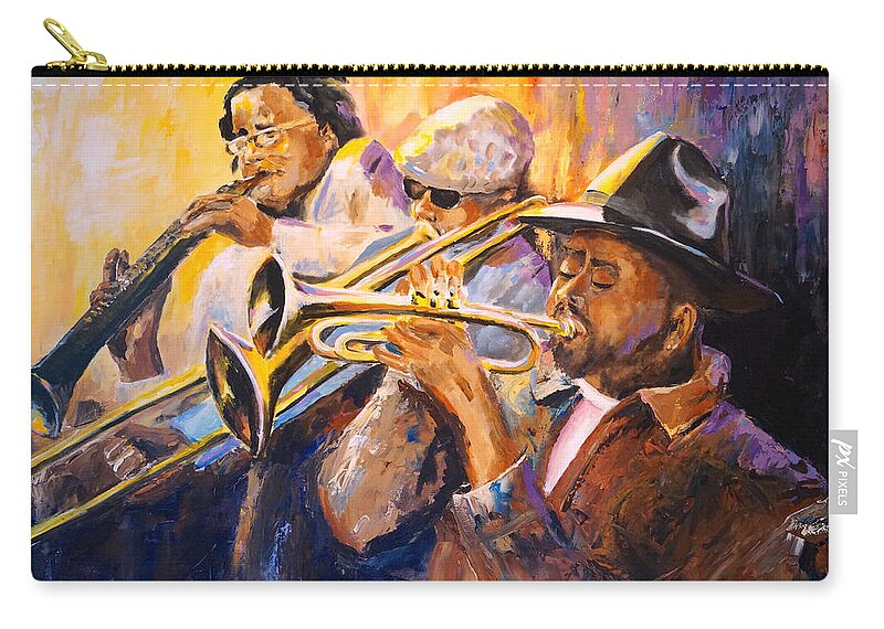Jazz Zip Pouch featuring the painting Jazz by Alan Lakin