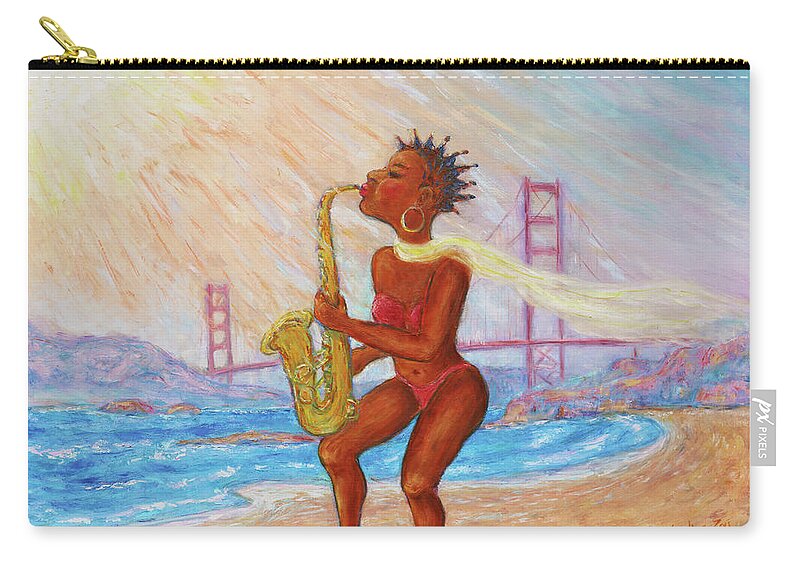 Art Zip Pouch featuring the painting Jazz San Francisco by Xueling Zou
