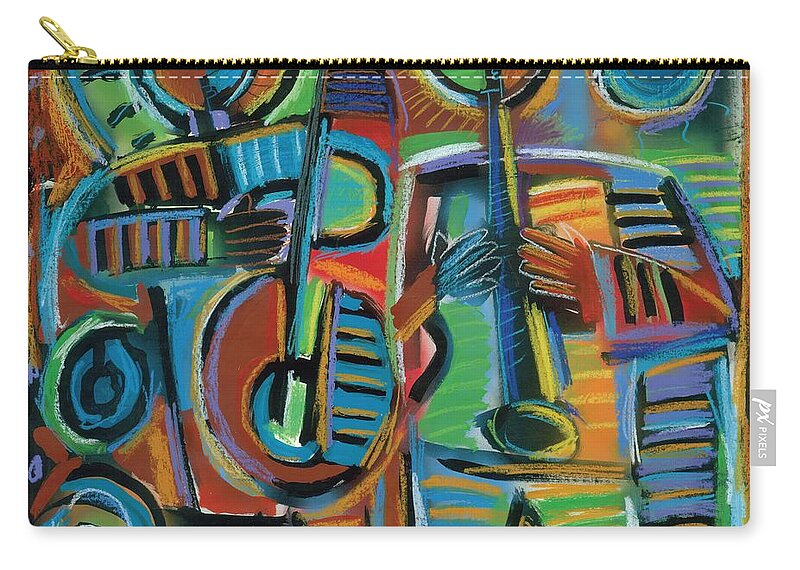 Jazz Duo Zip Pouch featuring the painting Jazzmen 2 Music Gods by Gerry High