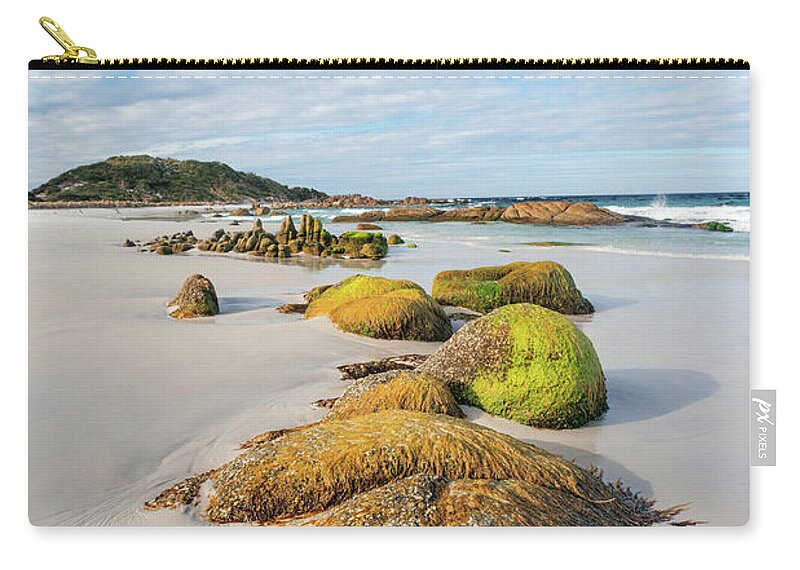 Beach Zip Pouch featuring the photograph Jeaneret Beach - Bay of Fires by Anthony Davey