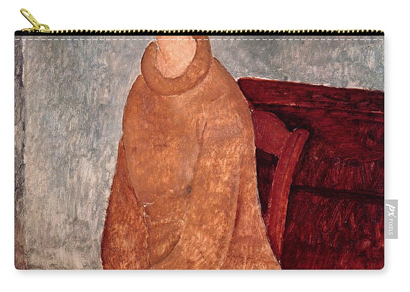 Jeanne Zip Pouch featuring the painting Jeanne Hebuterne in a Yellow Jumper by Amedeo Modigliani