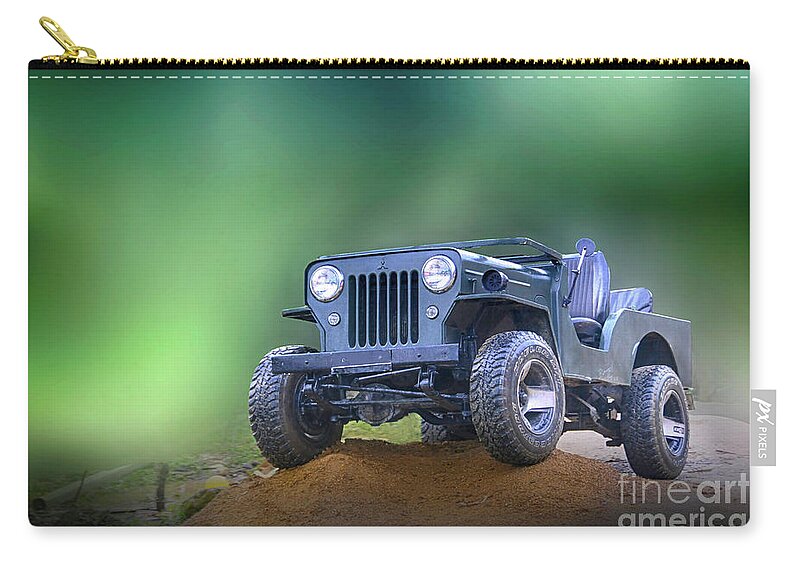 Automobile Zip Pouch featuring the photograph Jeep by Charuhas Images