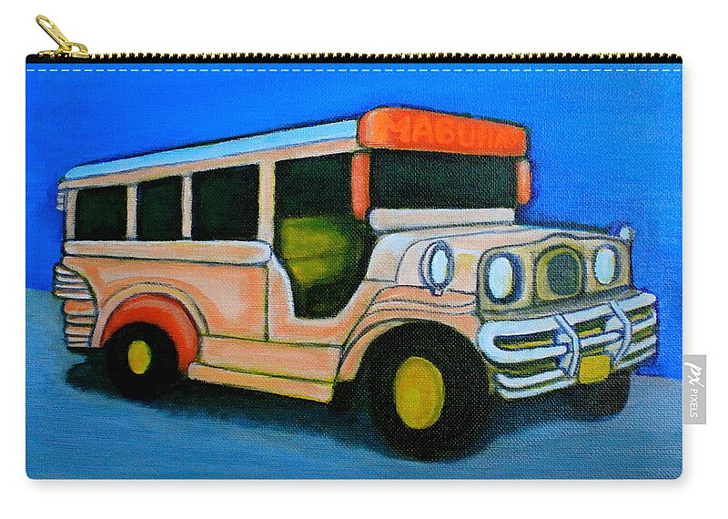 Jeepney Zip Pouch featuring the painting Jeepney by Cyril Maza