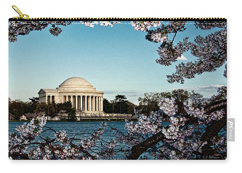 Memorial Zip Pouch featuring the photograph Jefferson Memorial In Spring by Christopher Holmes