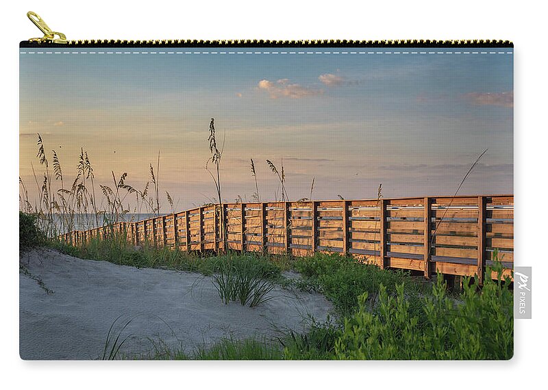 Georgia Zip Pouch featuring the photograph Jekyll Island Beach at Sunrise by Louis Dallara