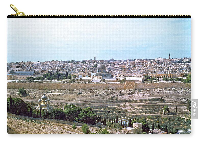 Jerusalem City Zip Pouch featuring the photograph Jerusalem City 1948 by Munir Alawi