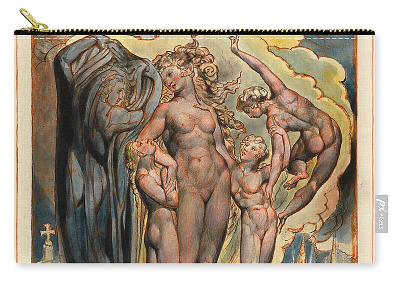 William Blake Zip Pouch featuring the drawing Jerusalem. Plate 32 by William Blake