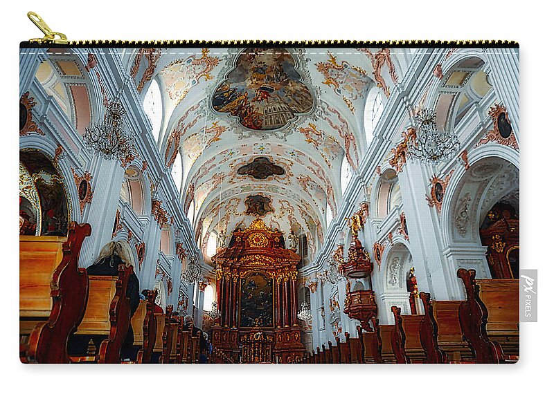 Lucerne Carry-all Pouch featuring the photograph Jesuit Church of Lucerne by Richard Gehlbach