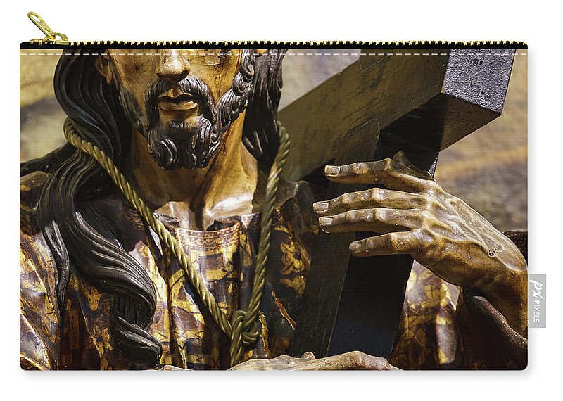 Andalucia Zip Pouch featuring the photograph Jesus Carrying Cross Cathedral Cadiz Spain by Pablo Avanzini