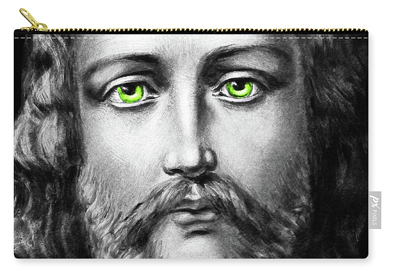 Jesus Christ Zip Pouch featuring the photograph Jesus Green Eyes by Munir Alawi