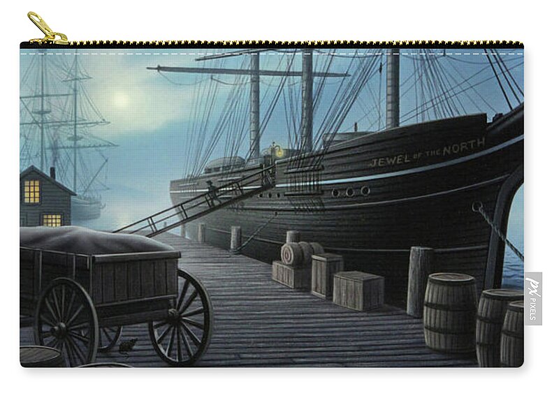 Ship Zip Pouch featuring the painting Jewel of the North by Jerry LoFaro