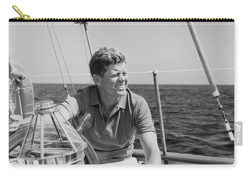 President Kennedy Zip Pouch featuring the photograph JFK Sailing On Vacation by War Is Hell Store