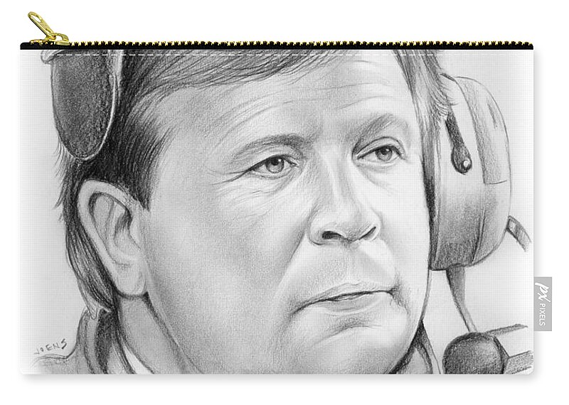James Frank Mcelwain Zip Pouch featuring the drawing Jim McElwain by Greg Joens