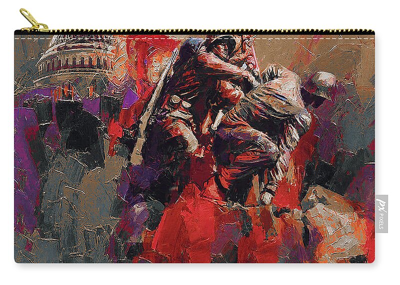 Color On A Grey Day Zip Pouch featuring the painting Jima Memorial Washington DC by Gull G