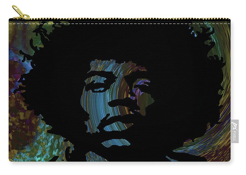 Mimi Hendrix Zip Pouch featuring the mixed media Acid Graphic Jimi Hendrix by Lesa Fine