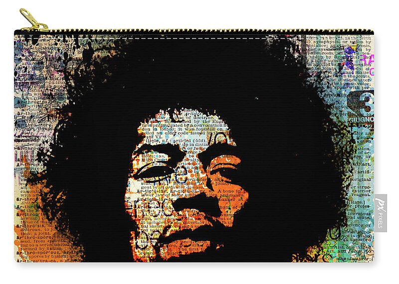 Jimi Zip Pouch featuring the painting Jimi on dictionary page by Art Popop