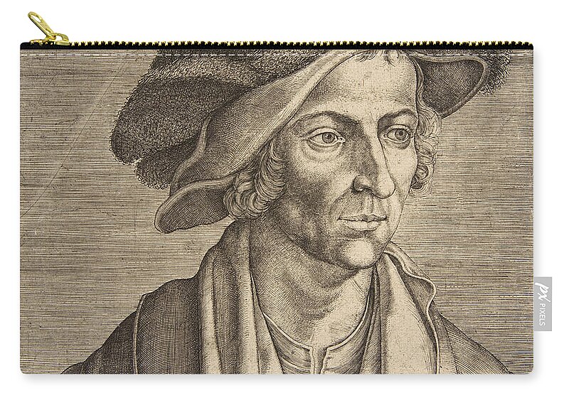 Aegidius Sadeler Zip Pouch featuring the drawing Joachim Patinir by Aegidius Sadeler