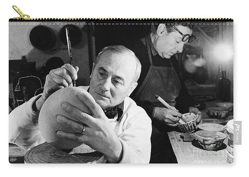 Portrait Zip Pouch featuring the photograph Joan Miro by Rapho Agence