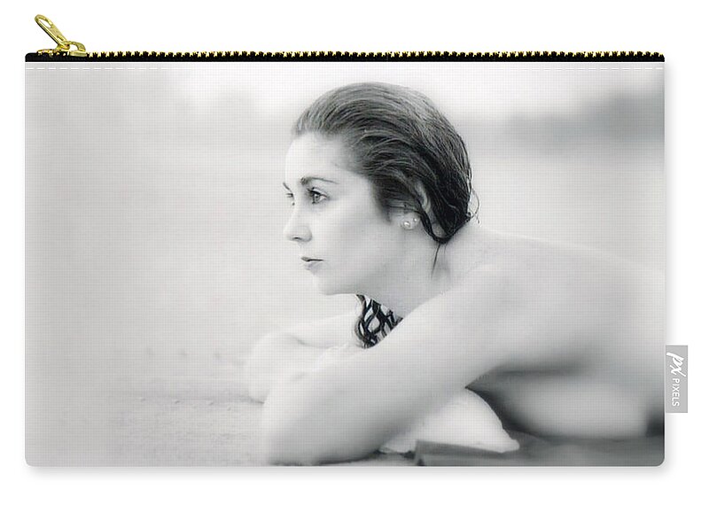 Woman Zip Pouch featuring the photograph Joanie - At The Beach by DArcy Evans