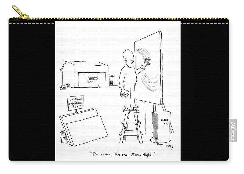 Cartoon Zip Pouch featuring the drawing Joe's Garage and Art Gallery by Don Henry