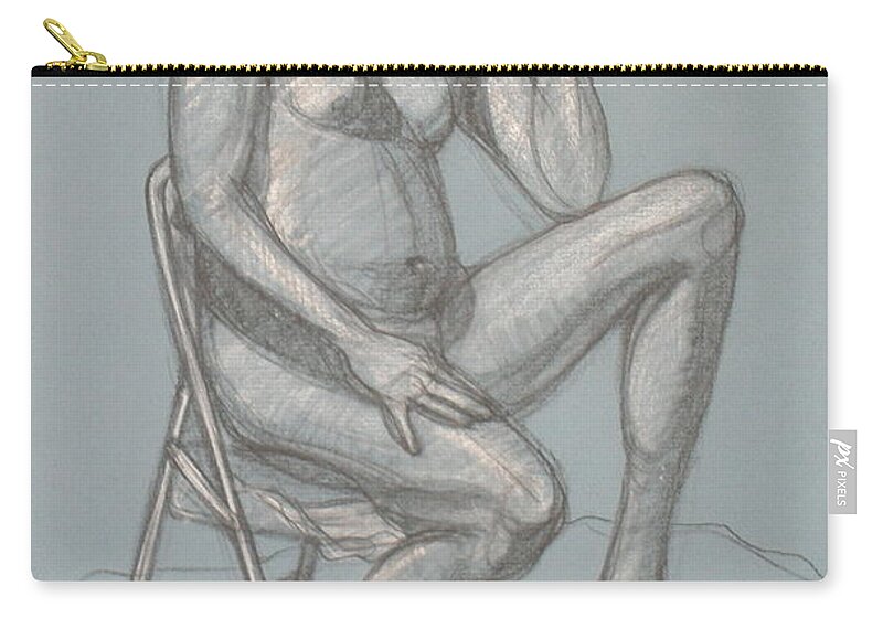Realism Zip Pouch featuring the drawing Joey Seated 5 by Donelli DiMaria