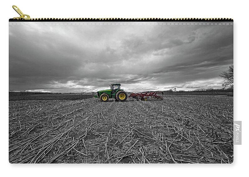 John Deere Zip Pouch featuring the photograph John Deere Tractor On The Farm by Robert Seifert