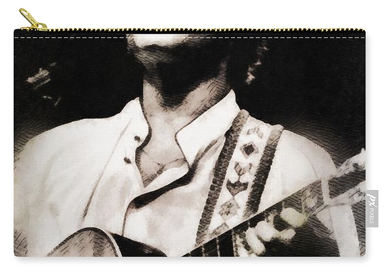 Hollywood Zip Pouch featuring the painting John Denver, Music Legend by Esoterica Art Agency