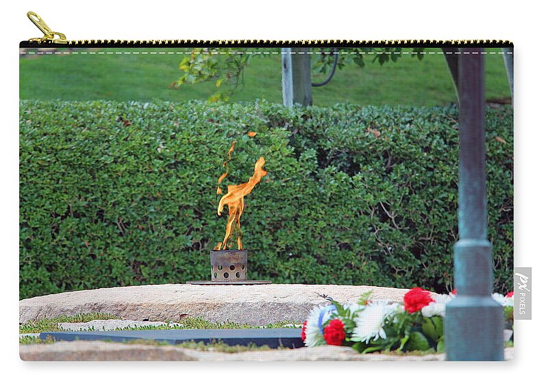 Eternal Zip Pouch featuring the photograph President John Kennedy's Eternal Flame by Cora Wandel