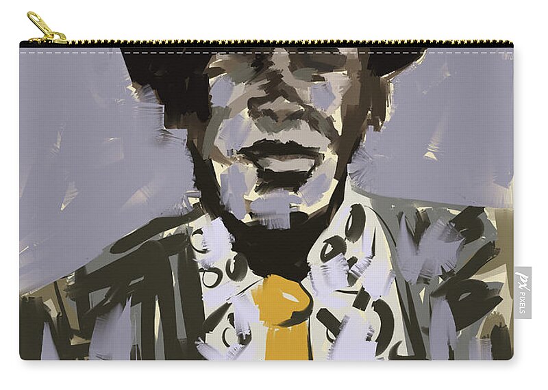 Portrait Zip Pouch featuring the digital art John Lee Hooker by Jim Vance