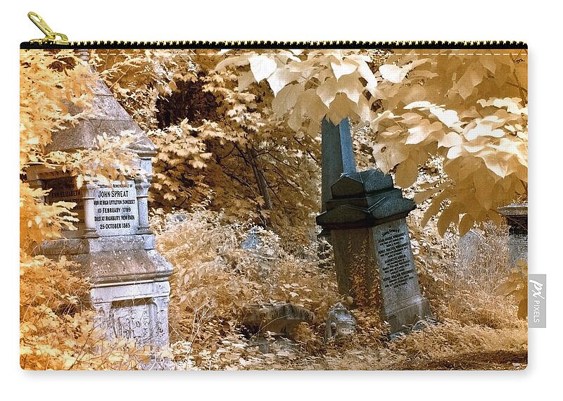 John Spreat Zip Pouch featuring the photograph Autumnal walk at Abney Park cemetery by Helga Novelli