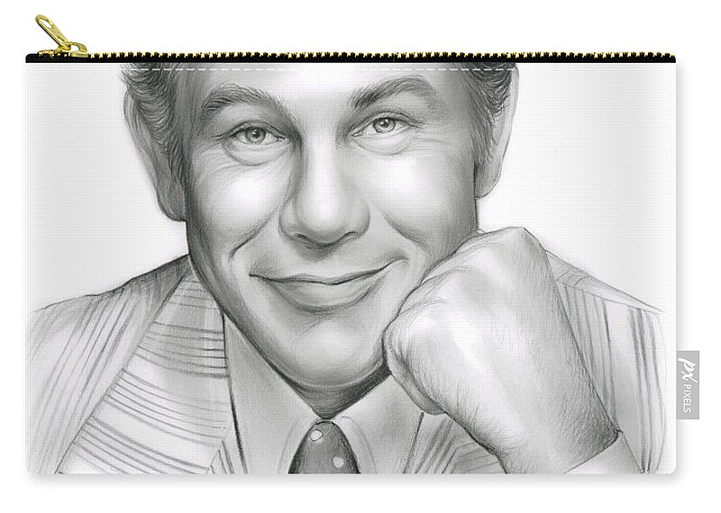 Johnny Carson Carry-all Pouch featuring the drawing Johnny Carson by Greg Joens