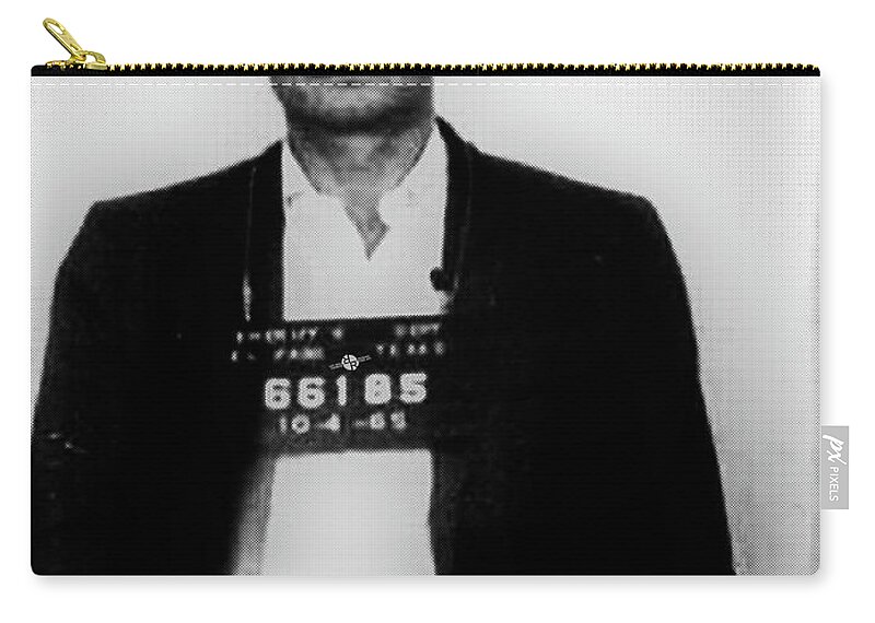 Johnny Cash Zip Pouch featuring the painting Johnny Cash Mug Shot Country Music by Tony Rubino