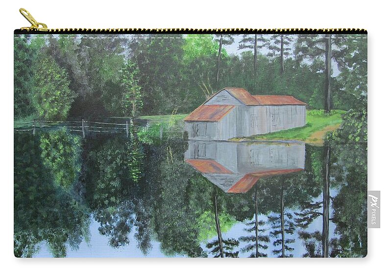 Landscape Zip Pouch featuring the painting Jordan Mill Pond by Robert Clark