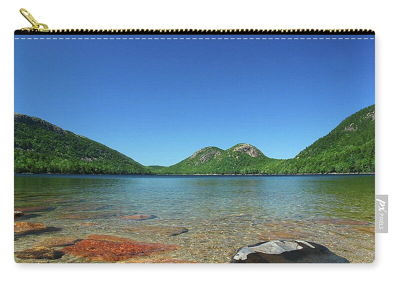 Jordan Pond And The Bubbles Zip Pouch featuring the photograph Jordan Pond and the Bubbles by Juergen Roth