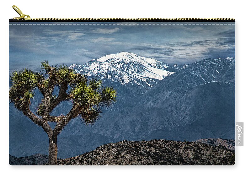California Zip Pouch featuring the photograph Joshua Tree at Keys View in Joshua Park National Park by Randall Nyhof