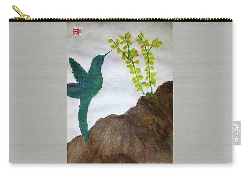 Hummingbird Zip Pouch featuring the painting Joy at the Top of a Mountain by Margaret Welsh Willowsilk