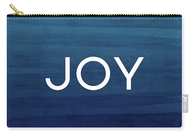 Joy Zip Pouch featuring the mixed media Joy Blue- Art by Linda Woods by Linda Woods