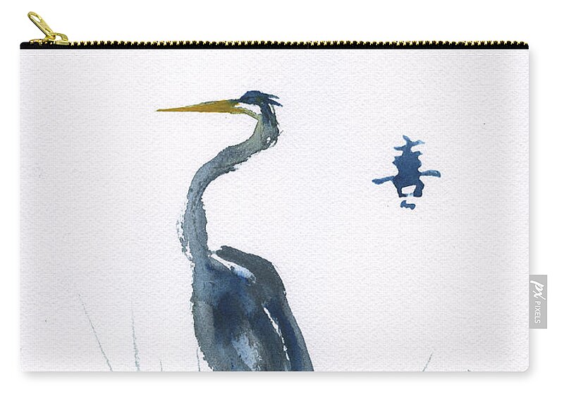 Joy Of The Great Blue Heron Abstract 2 Zip Pouch featuring the painting Joy Of The Great Blue Heron Abstract 2 by Frank Bright