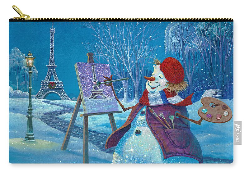 Michael Humphries Zip Pouch featuring the painting Joyeux Noel by Michael Humphries