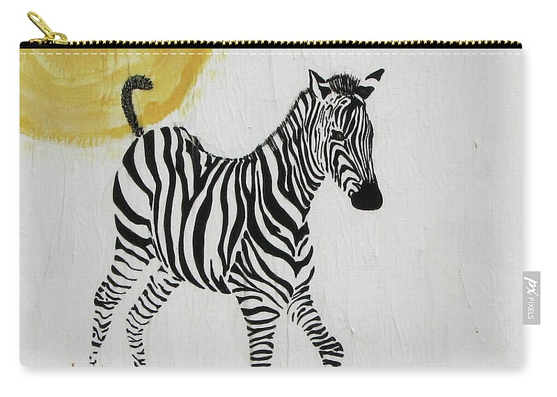 Zebra Zip Pouch featuring the painting Joyful by Stephanie Grant